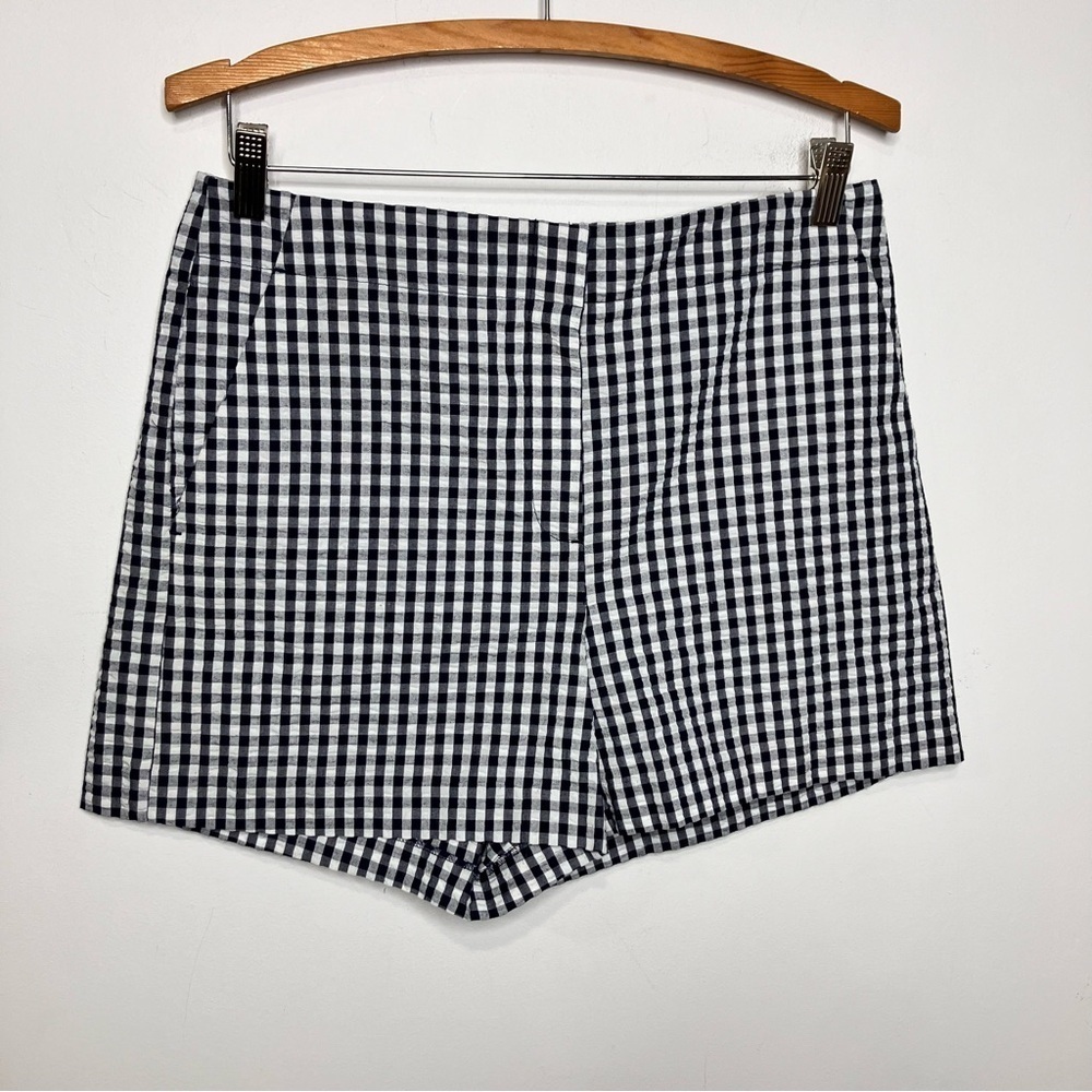 Loft checkered gingham shorts navy blue & white size 4